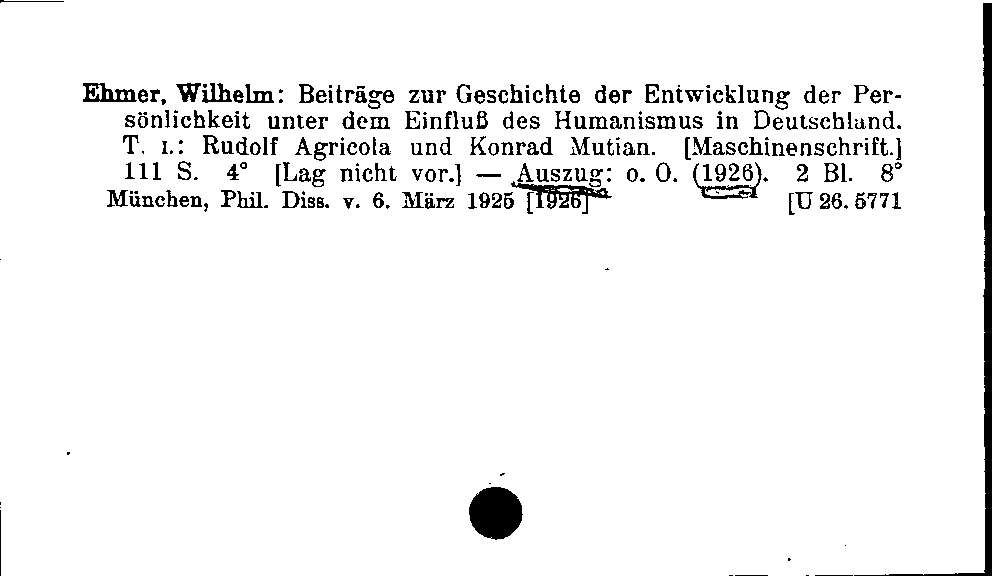 [Katalogkarte Dissertationenkatalog bis 1980]