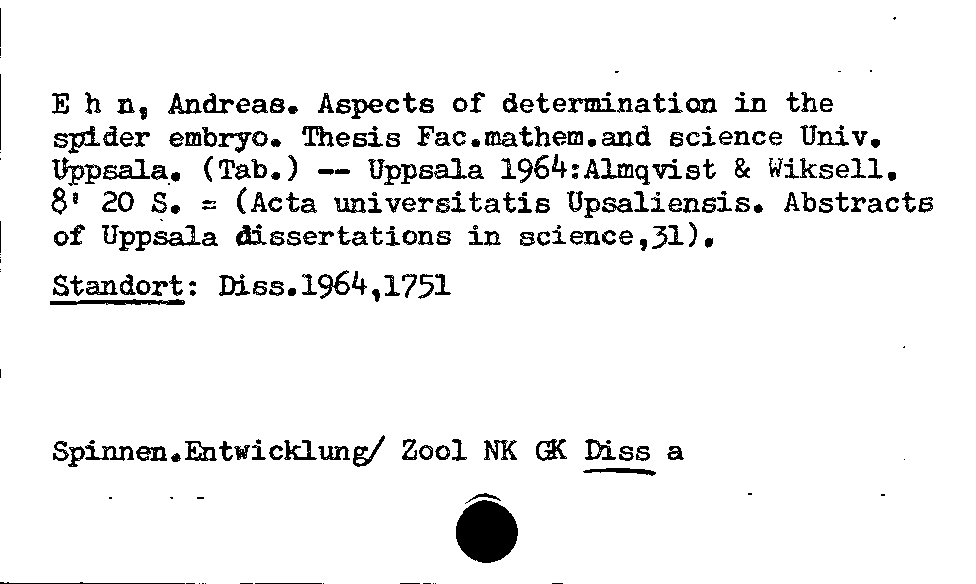 [Katalogkarte Dissertationenkatalog bis 1980]