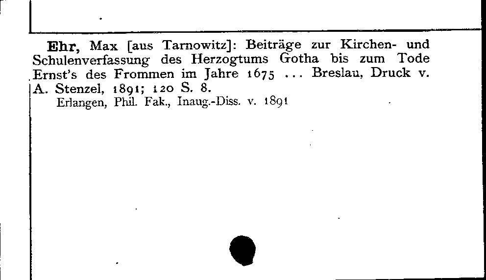 [Katalogkarte Dissertationenkatalog bis 1980]