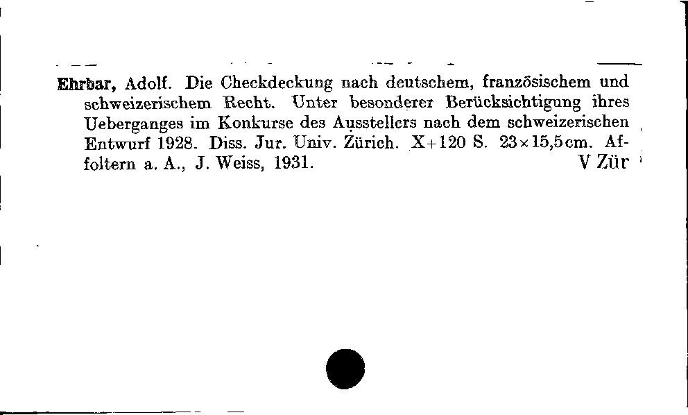 [Katalogkarte Dissertationenkatalog bis 1980]