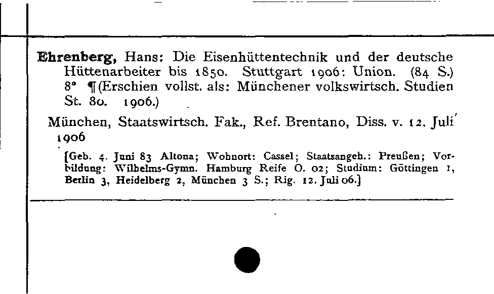 [Katalogkarte Dissertationenkatalog bis 1980]