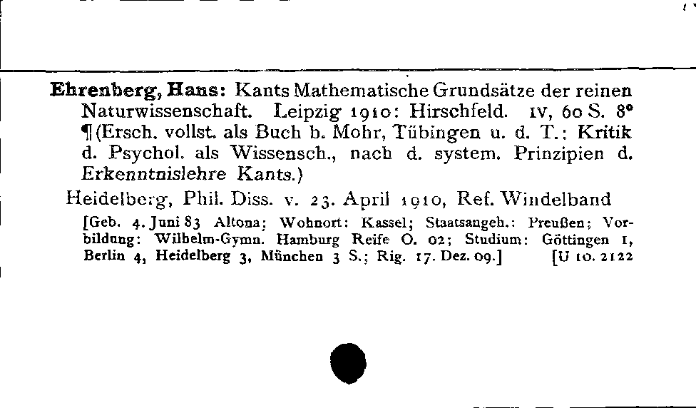 [Katalogkarte Dissertationenkatalog bis 1980]