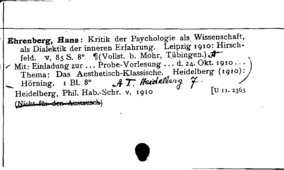 [Katalogkarte Dissertationenkatalog bis 1980]