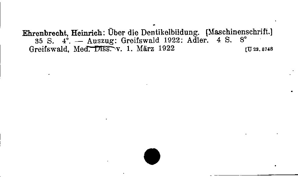 [Katalogkarte Dissertationenkatalog bis 1980]