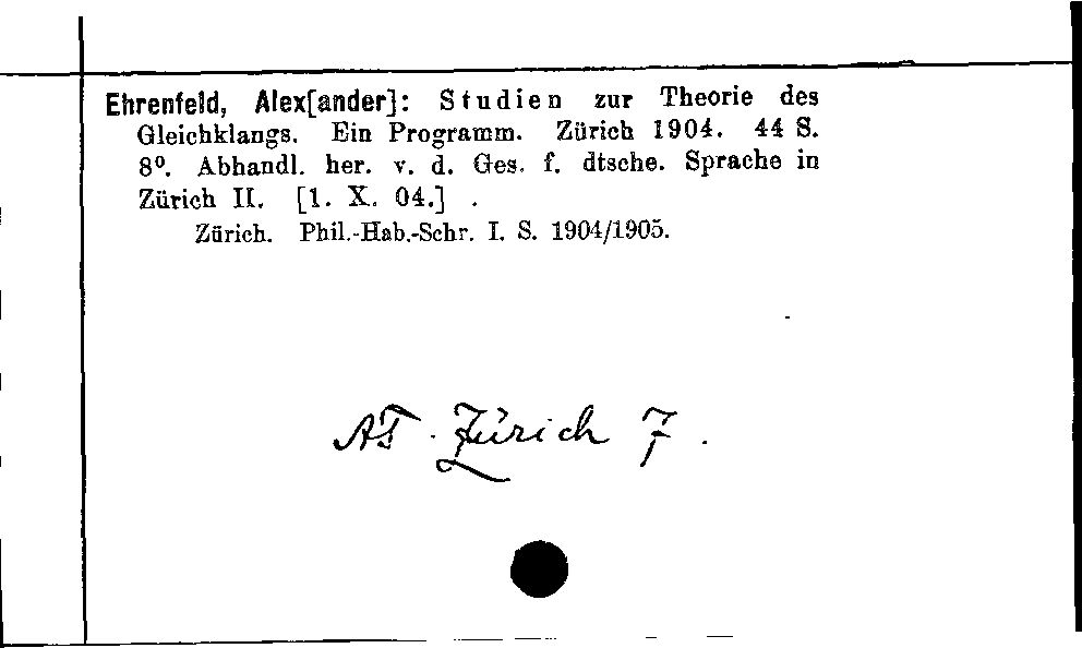 [Katalogkarte Dissertationenkatalog bis 1980]