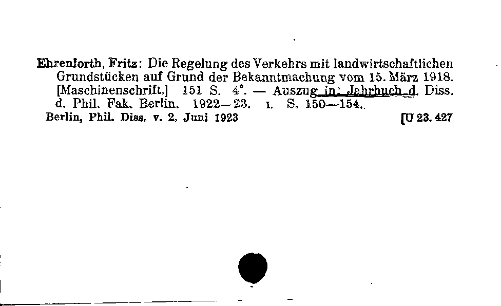 [Katalogkarte Dissertationenkatalog bis 1980]