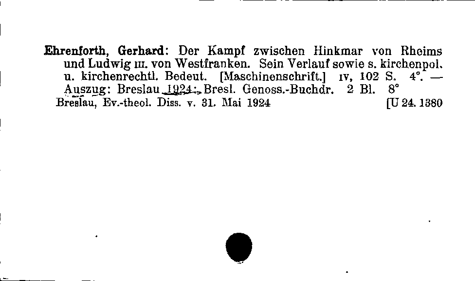 [Katalogkarte Dissertationenkatalog bis 1980]