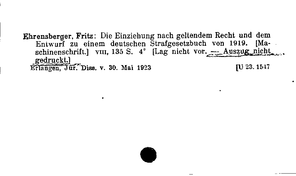 [Katalogkarte Dissertationenkatalog bis 1980]