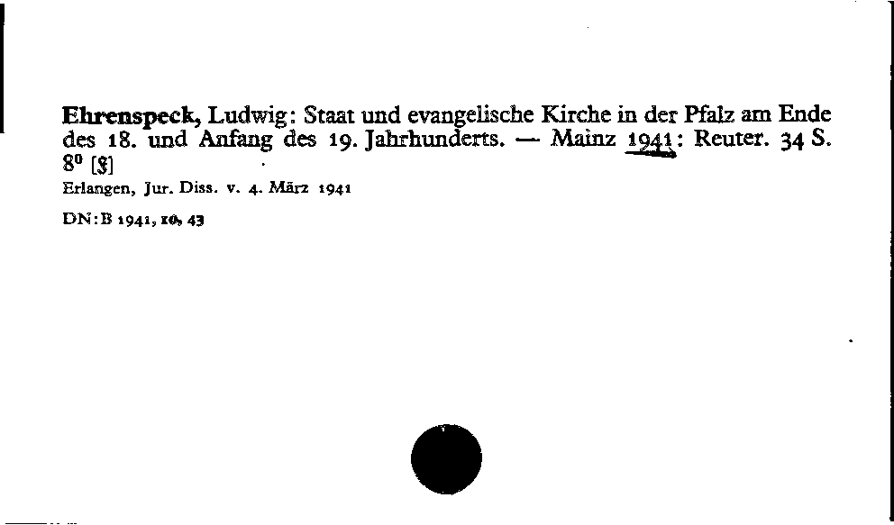 [Katalogkarte Dissertationenkatalog bis 1980]