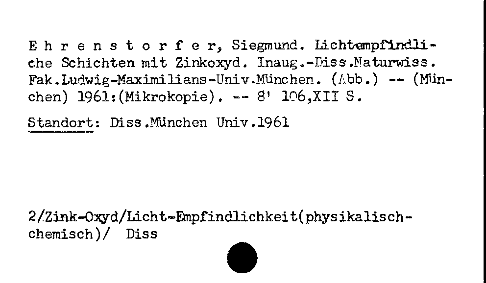 [Katalogkarte Dissertationenkatalog bis 1980]