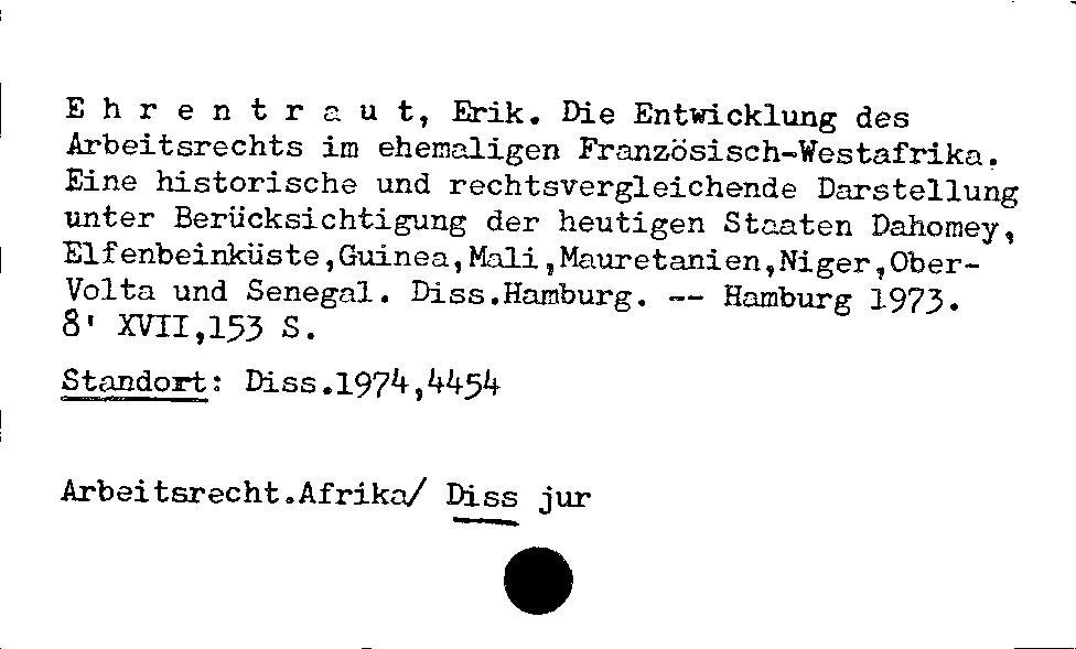 [Katalogkarte Dissertationenkatalog bis 1980]