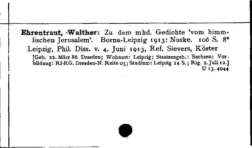 [Katalogkarte Dissertationenkatalog bis 1980]