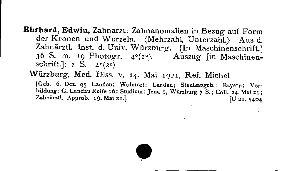 [Katalogkarte Dissertationenkatalog bis 1980]