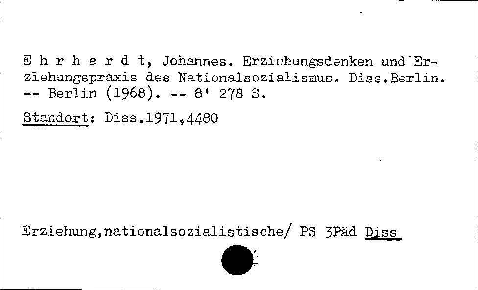 [Katalogkarte Dissertationenkatalog bis 1980]