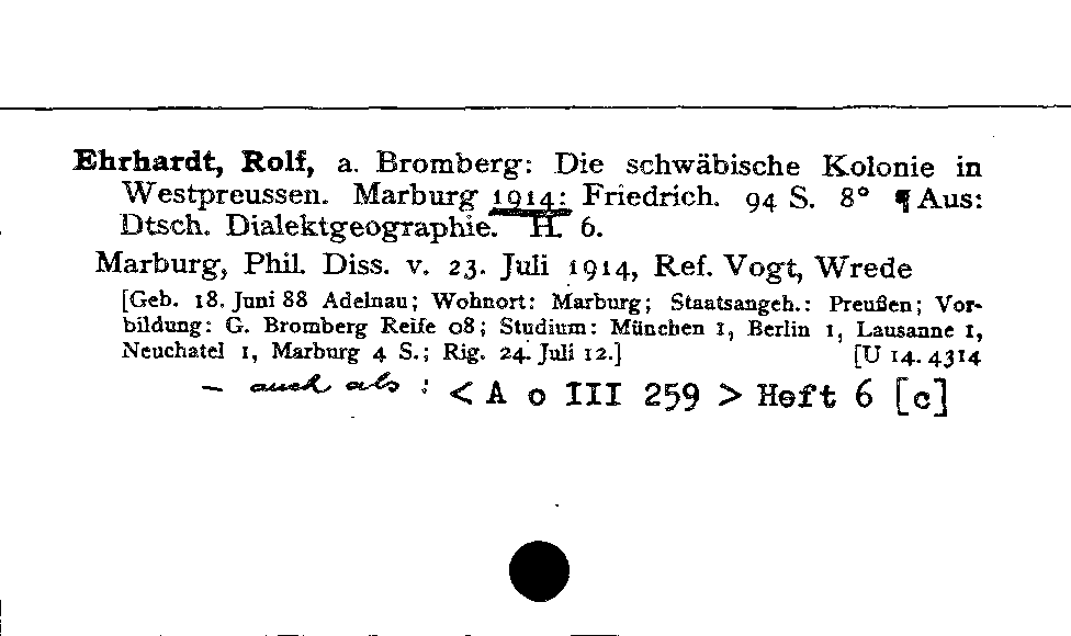 [Katalogkarte Dissertationenkatalog bis 1980]