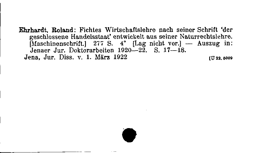 [Katalogkarte Dissertationenkatalog bis 1980]