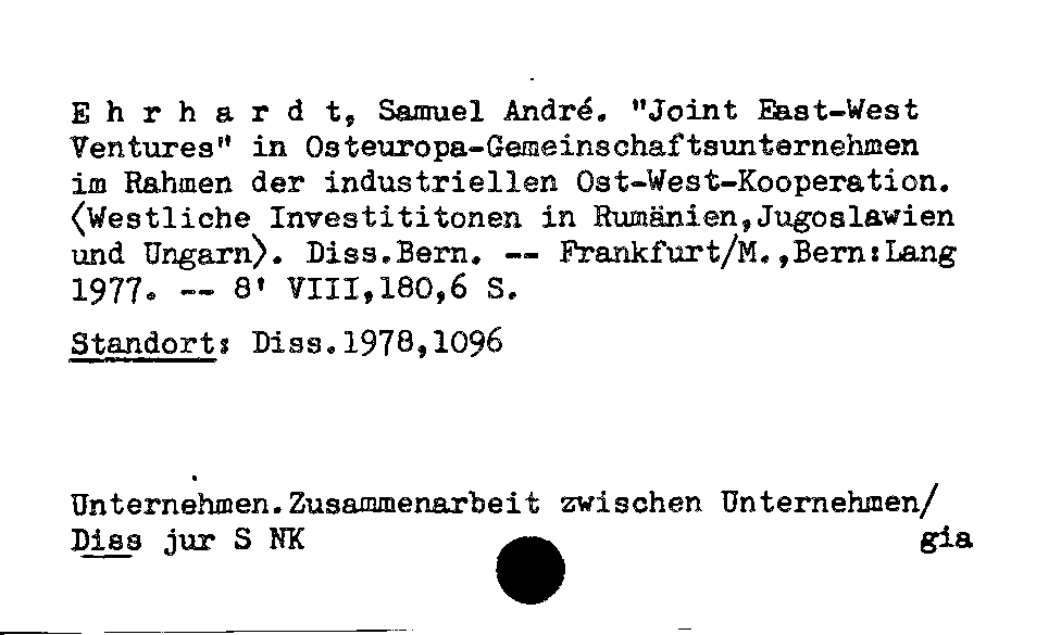 [Katalogkarte Dissertationenkatalog bis 1980]