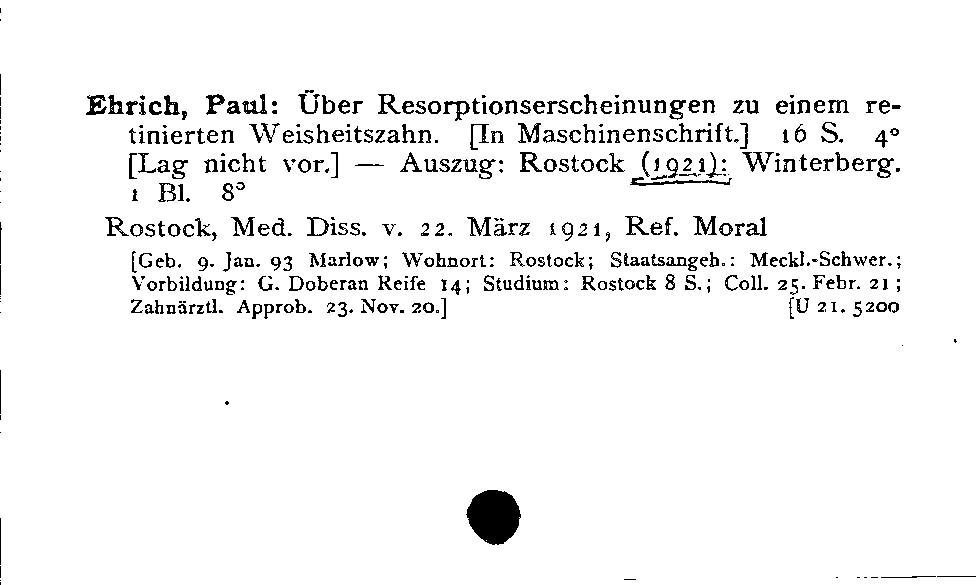 [Katalogkarte Dissertationenkatalog bis 1980]