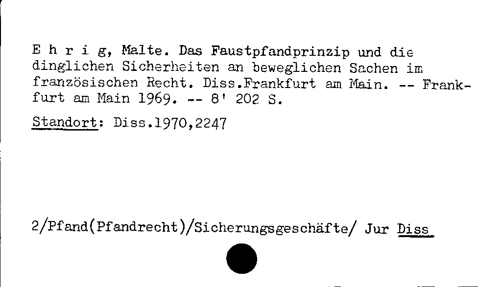 [Katalogkarte Dissertationenkatalog bis 1980]