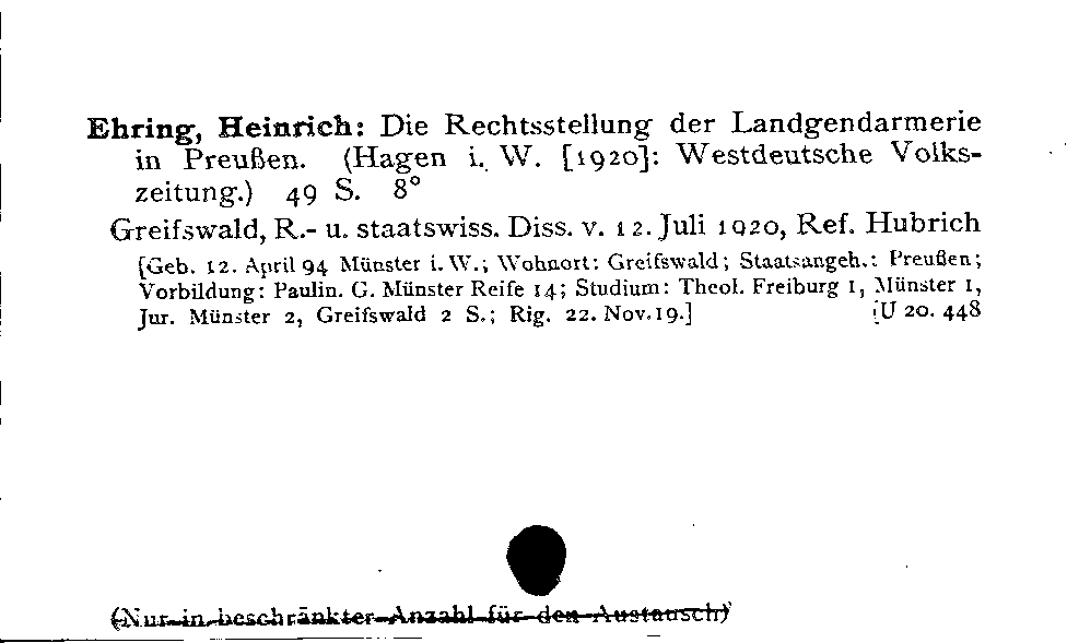 [Katalogkarte Dissertationenkatalog bis 1980]