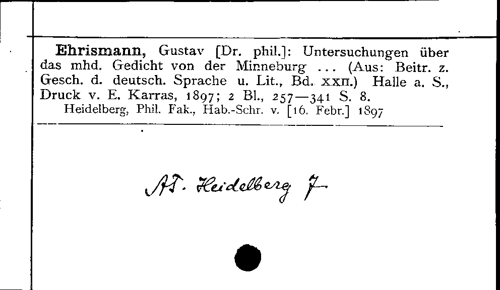 [Katalogkarte Dissertationenkatalog bis 1980]