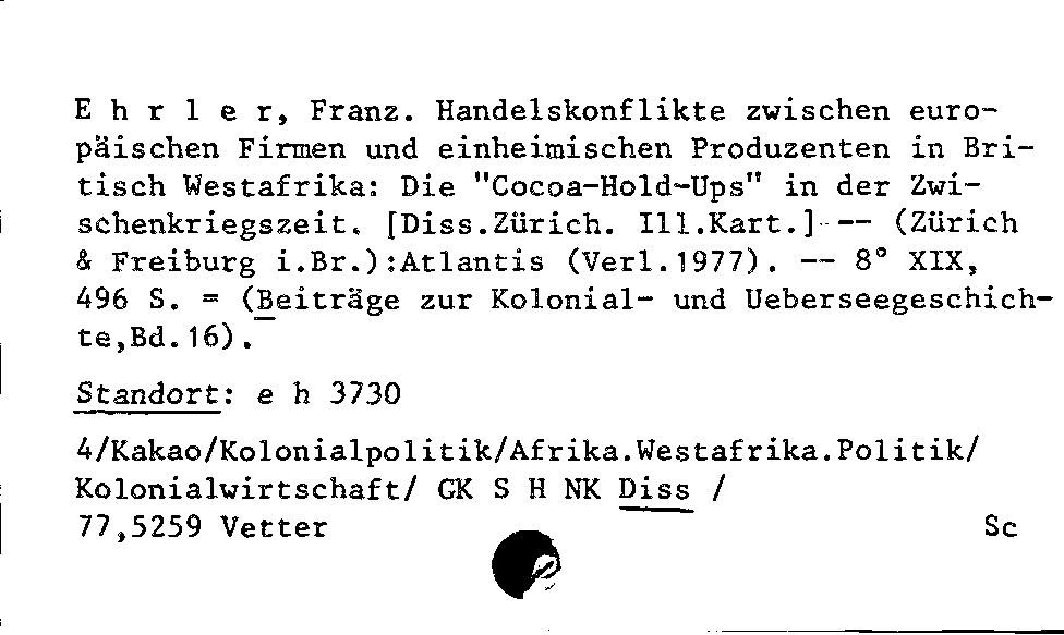 [Katalogkarte Dissertationenkatalog bis 1980]