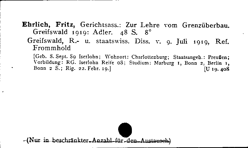 [Katalogkarte Dissertationenkatalog bis 1980]