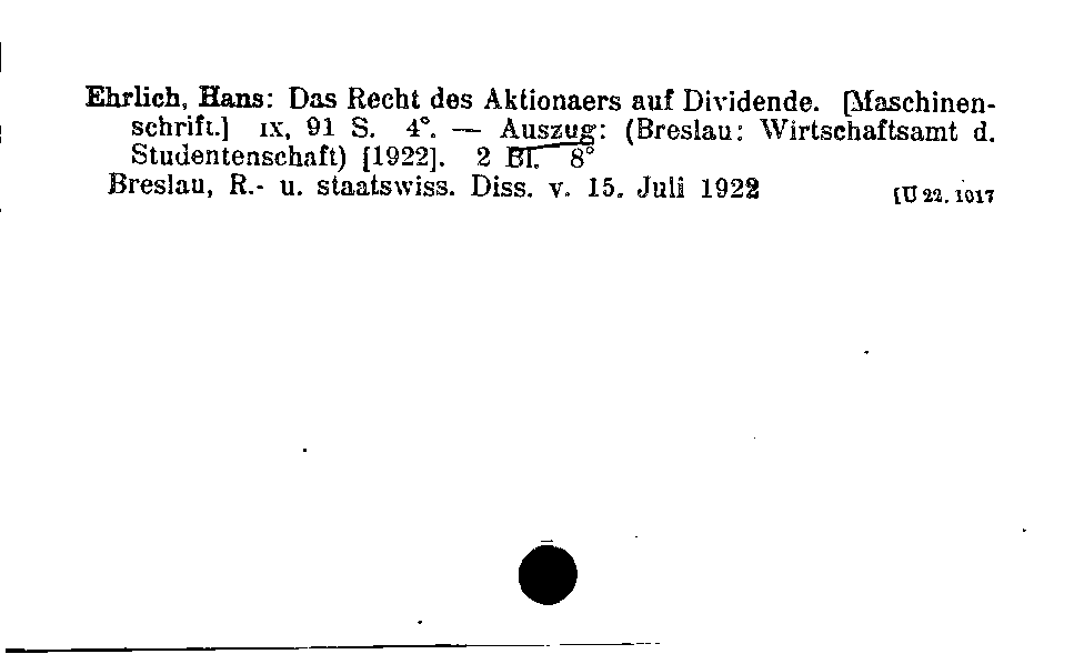 [Katalogkarte Dissertationenkatalog bis 1980]