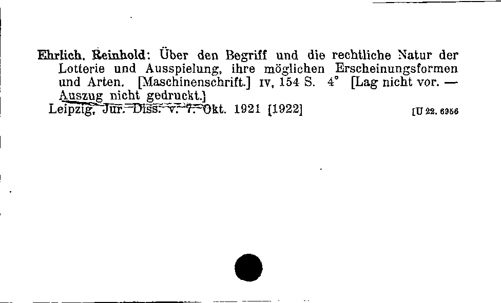 [Katalogkarte Dissertationenkatalog bis 1980]