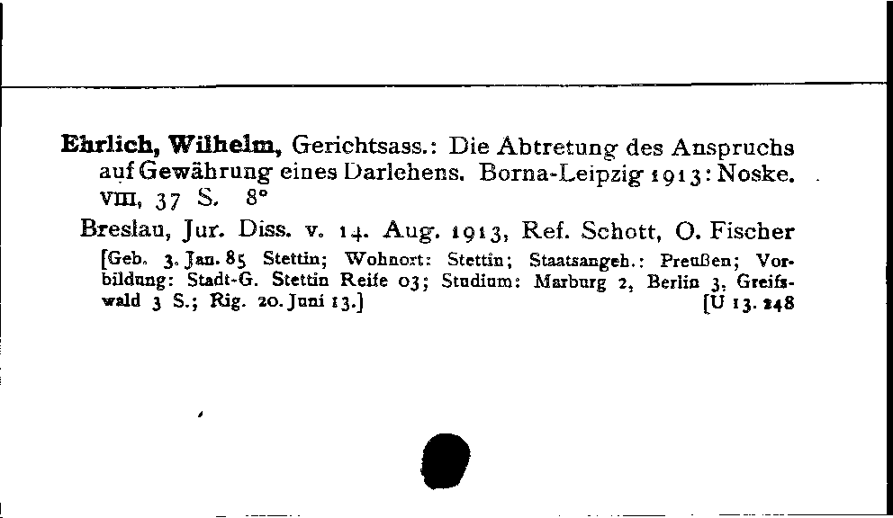 [Katalogkarte Dissertationenkatalog bis 1980]