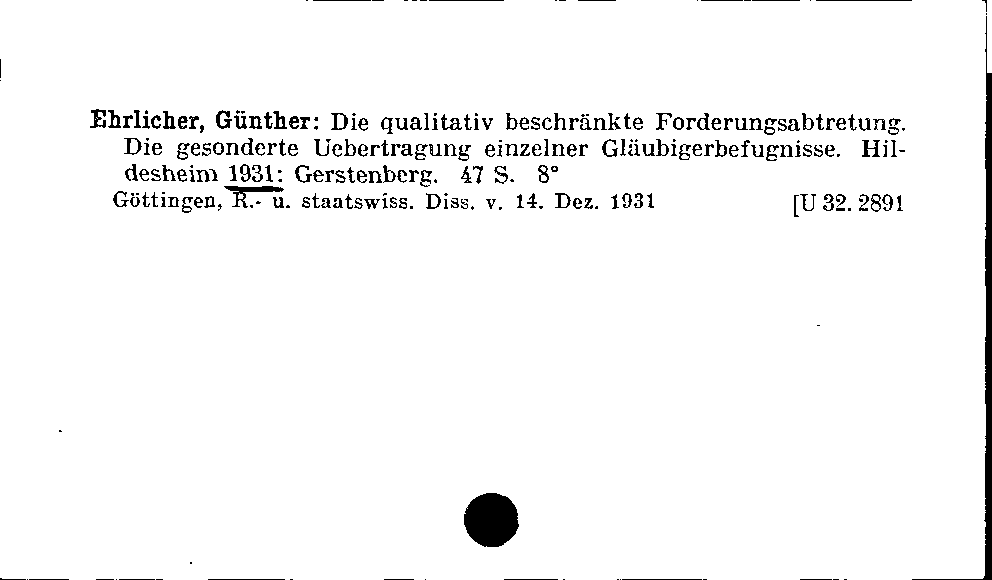 [Katalogkarte Dissertationenkatalog bis 1980]