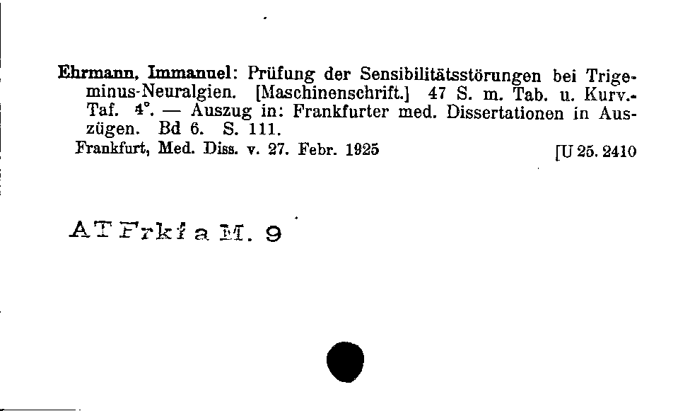 [Katalogkarte Dissertationenkatalog bis 1980]