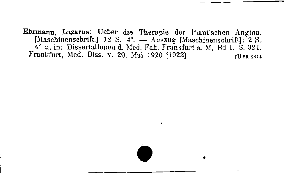 [Katalogkarte Dissertationenkatalog bis 1980]