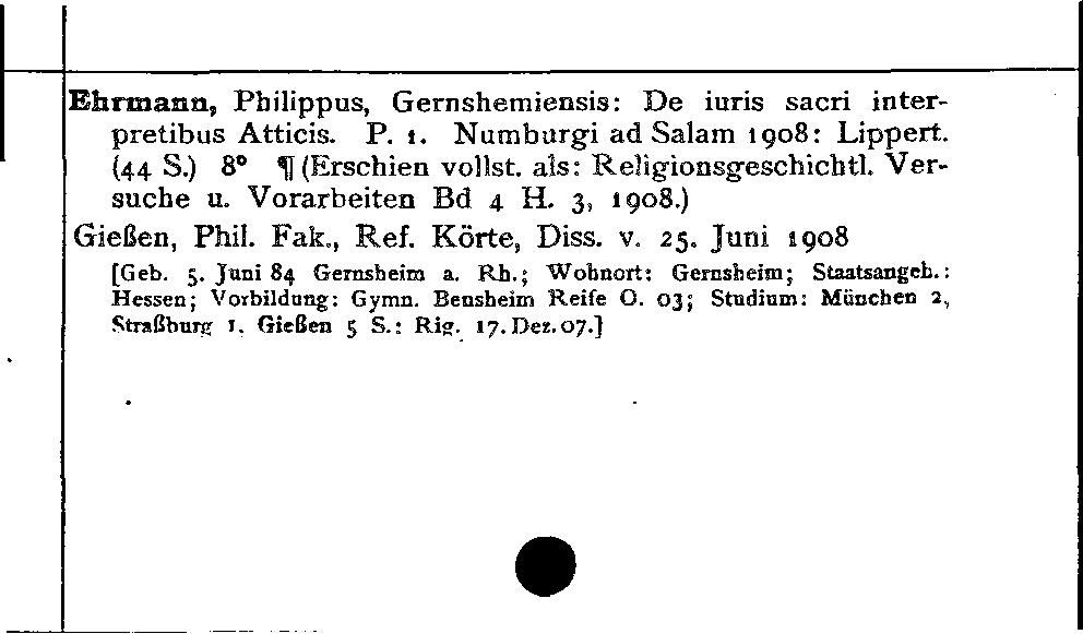 [Katalogkarte Dissertationenkatalog bis 1980]