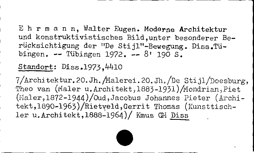 [Katalogkarte Dissertationenkatalog bis 1980]