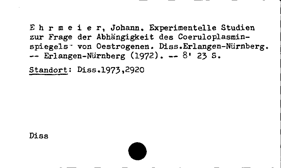 [Katalogkarte Dissertationenkatalog bis 1980]