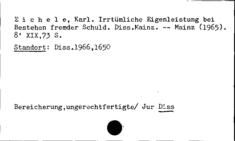 [Katalogkarte Dissertationenkatalog bis 1980]