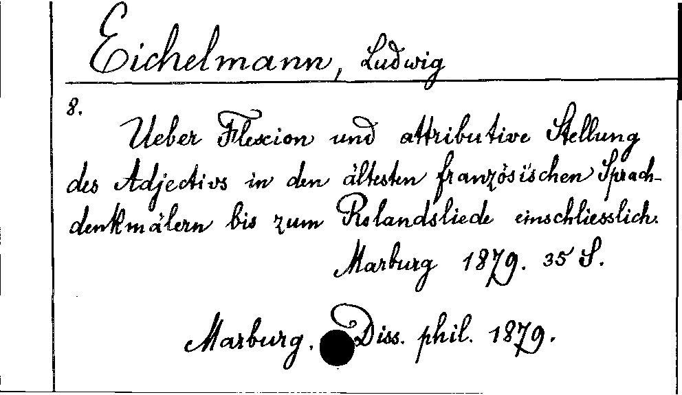 [Katalogkarte Dissertationenkatalog bis 1980]