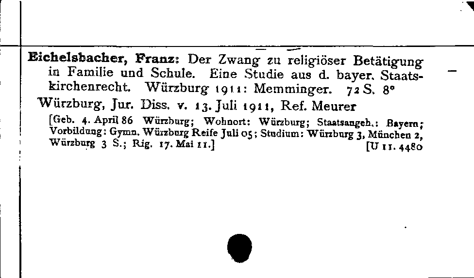 [Katalogkarte Dissertationenkatalog bis 1980]