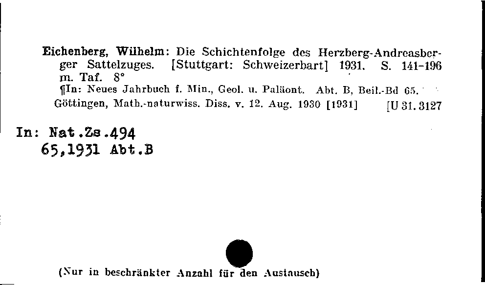 [Katalogkarte Dissertationenkatalog bis 1980]