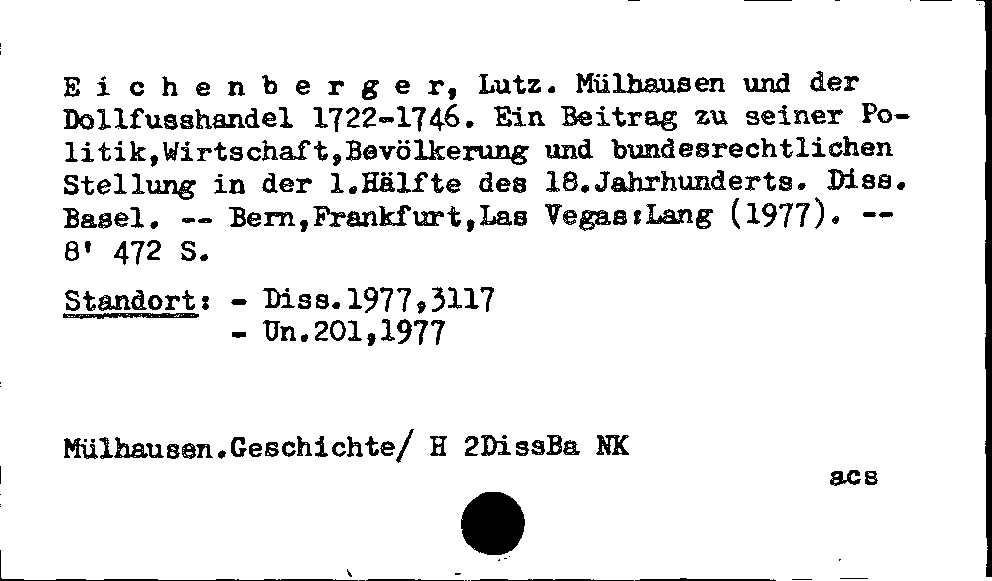[Katalogkarte Dissertationenkatalog bis 1980]
