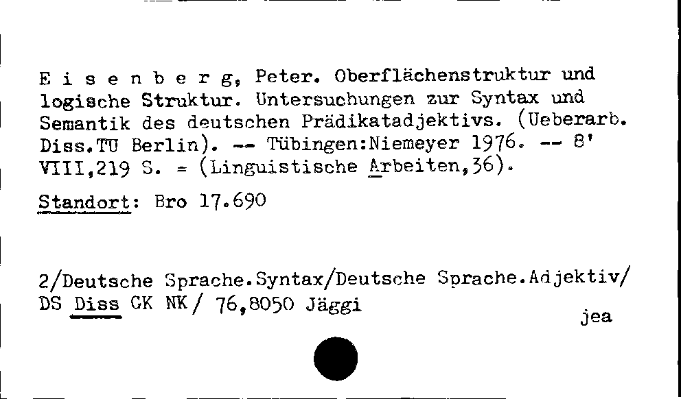 [Katalogkarte Dissertationenkatalog bis 1980]