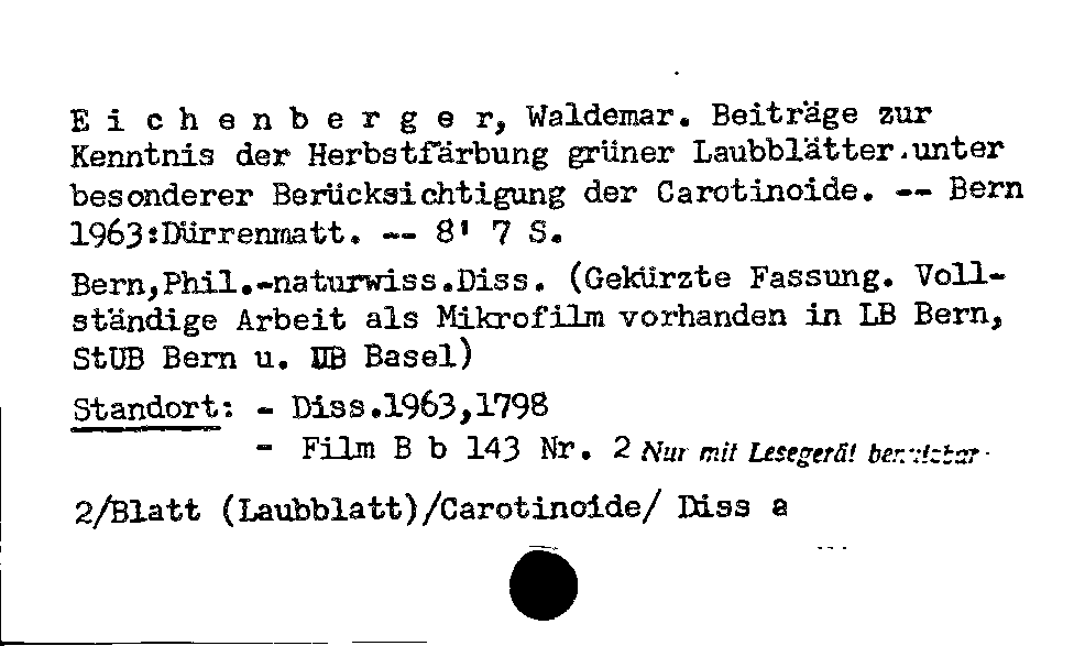 [Katalogkarte Dissertationenkatalog bis 1980]