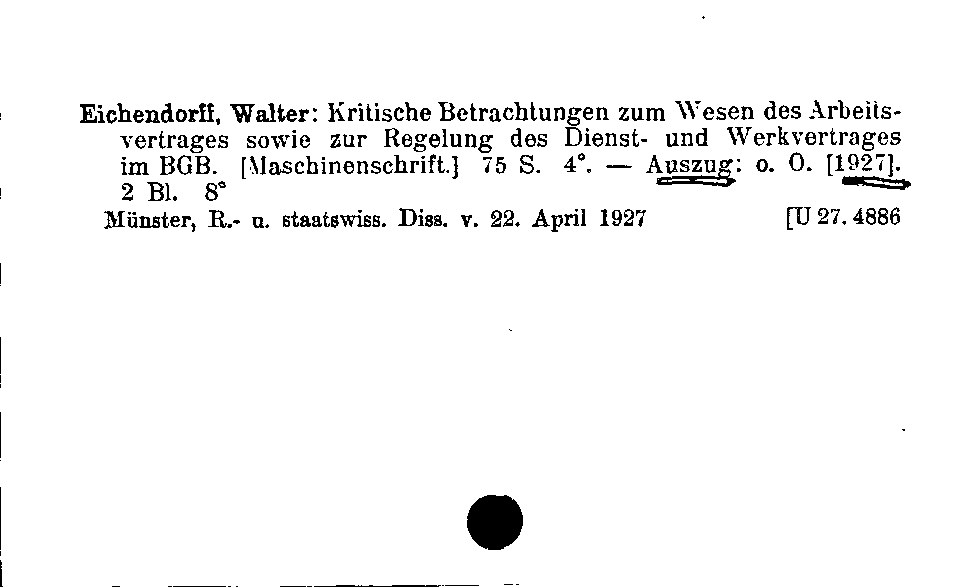 [Katalogkarte Dissertationenkatalog bis 1980]