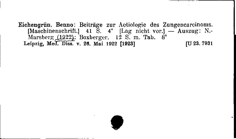 [Katalogkarte Dissertationenkatalog bis 1980]