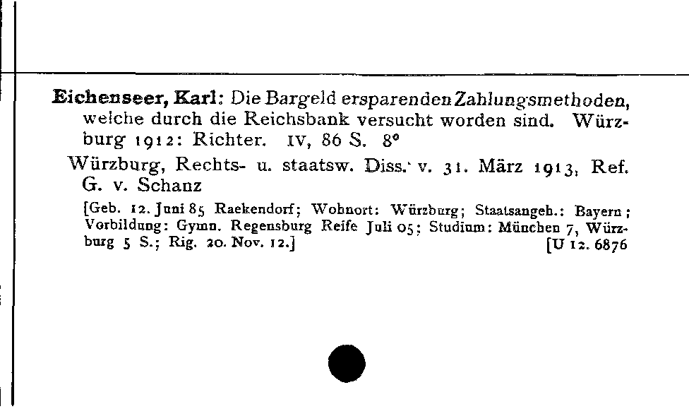 [Katalogkarte Dissertationenkatalog bis 1980]