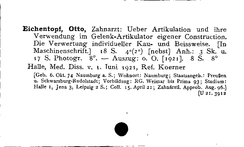 [Katalogkarte Dissertationenkatalog bis 1980]
