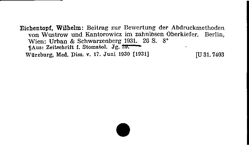 [Katalogkarte Dissertationenkatalog bis 1980]