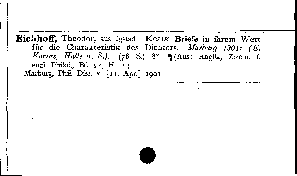 [Katalogkarte Dissertationenkatalog bis 1980]