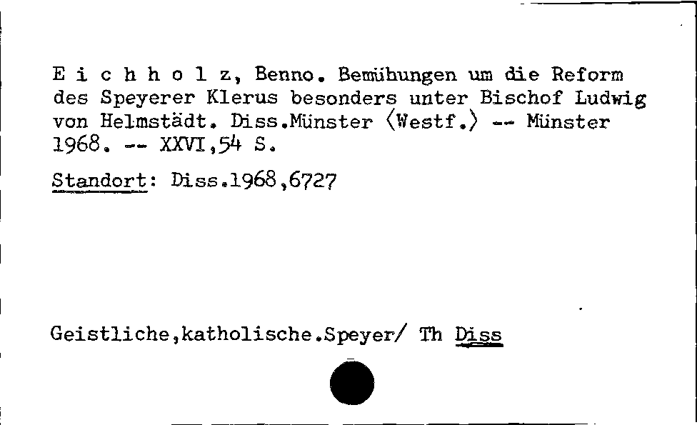 [Katalogkarte Dissertationenkatalog bis 1980]